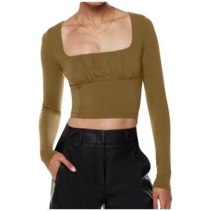 ARITZIA Wilfred Orbit Long Sleeve Top -Brown